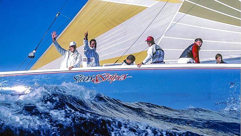 Tom Whidden (left) and Dennis Conner salute their supporters after reclaiming the America's Cup for USA, Fremantle , WA February 4, 1987 photo copyright Daniel Forster taken at San Diego Yacht Club and featuring the 12m class
