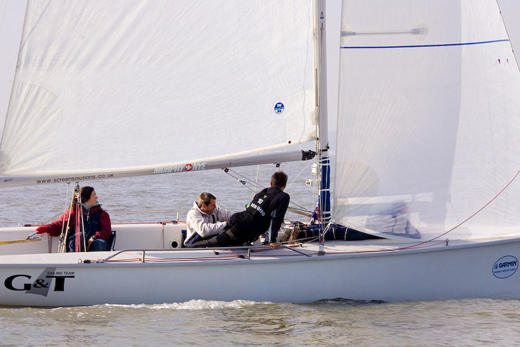 Light winds for the Charity Pursuit Race on week 5 of the Garmin Hamble Winter Series photo copyright Peter Danby taken at Hamble River Sailing Club and featuring the 1720 class
