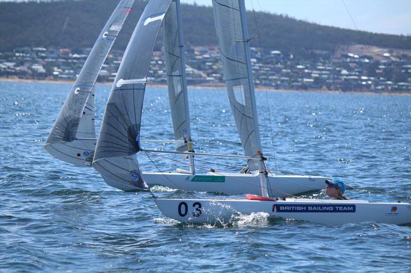 Megan Pascoe and Matt Bugg racing at the 2.4mR Worlds in Hobart photo copyright Angus Calvert taken at Royal Yacht Club of Tasmania and featuring the 2.4m class