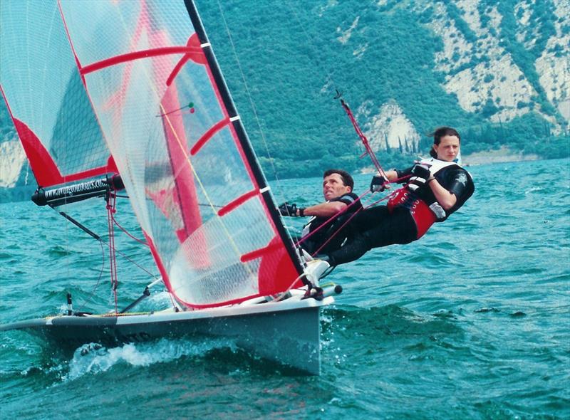 Dave Hall sailing with daughter Laura during the 29er Worlds in 2000 at Lake Garda photo copyright 29er Worlds taken at  and featuring the 29er class
