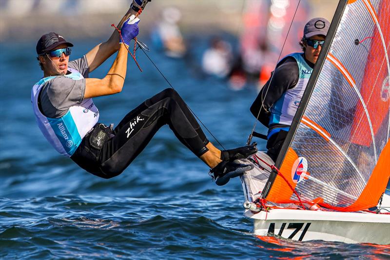 George Lee Rush / Seb Menzies (NZL) (Boys 29er) - Allianz Youth World Sailing Championships - Day 2 - The Hague - July 2022 photo copyright Sailing Energy / World Sailing taken at Jachtclub Scheveningen and featuring the 29er class