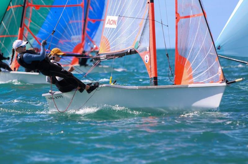 Bella Jenkins and Nicola Hume - Girls 29er -  Yachting New Zealand Youth Trials - Murrays Bay SC - April 2024 photo copyright Jacob Fewtrell Media taken at Murrays Bay Sailing Club and featuring the 29er class