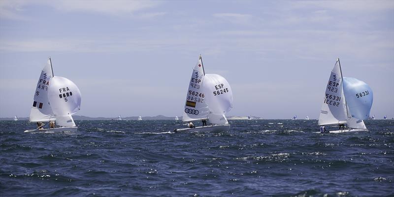 The Spanish contingent has four boats in the top five on the points table on day 1 of the 420 Australian Nationals at Fremantle - photo © Bernie Kaaks