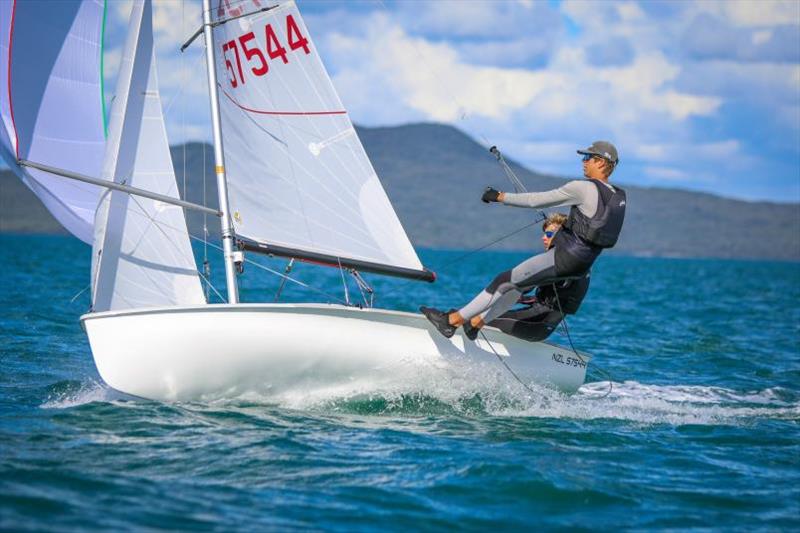 Cam Brown and Alex Norman  - Boys' 420 - Yachting New Zealand Youth Trials - Murrays Bay SC - April 2024 photo copyright Jacob Fewtrell Media taken at Murrays Bay Sailing Club and featuring the 420 class