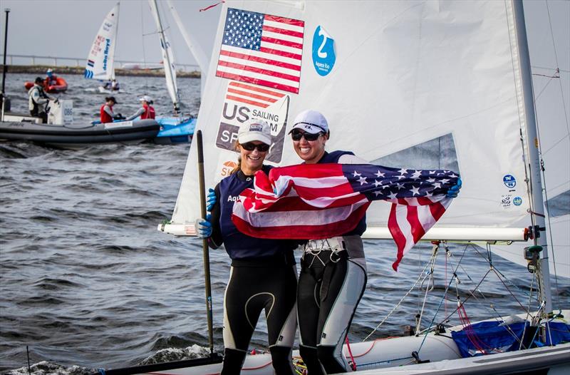 Women's 470 gold for Anne Haeger & Briana Provancha at the Aquece Rio – International Sailing Regatta photo copyright Jesus Renedo / SailingEnergy / ISAF taken at  and featuring the 470 class