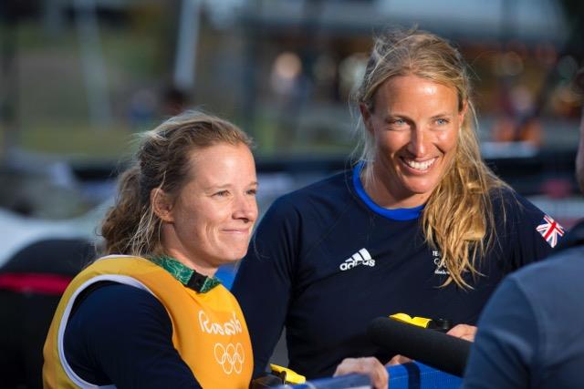Hannah Mills & Saskia Clark on the cusp of gold at the Rio 2016 Olympic Sailing Competition photo copyright Richard Langdon / Ocean Images taken at  and featuring the 470 class