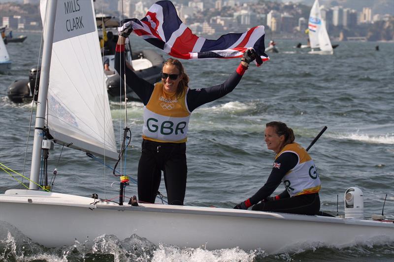 Gold for Hannah Mills & Saskia Clark (GBR) at the Rio 2016 Olympic Sailing Competition photo copyright Robert Deaves taken at  and featuring the 470 class
