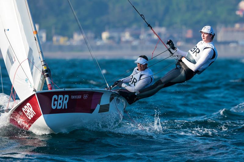 Hannah Mills & Eilidh McIntyre (GBR) in the Women's 470 on Tokyo 2020 Olympic Sailing Competition Day 4 photo copyright Sailing Energy / World Sailing taken at  and featuring the 470 class