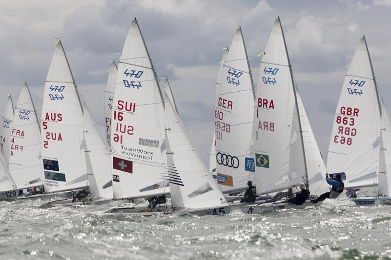 470 Men Gold Fleet start on day 3 of the 470 World Championships photo copyright Christophe Breschi / www.breschi-photo-video.com taken at  and featuring the 470 class