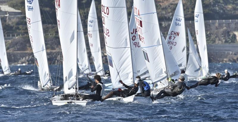 Andrea Totis/Alice Linussi (ITA) racing at the 2019 470 Europeans, San Remo, Italy photo copyright Gerolamo Acquarone taken at  and featuring the 470 class
