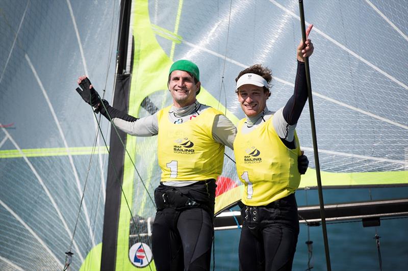 Nico Delle-Karth and Nikolaus Resch win ISAF Sailing World Cup Final, Abu Dhabi  photo copyright Pedro Martinez / Sailing Energy / ISAF taken at Abu Dhabi Sailing & Yacht Club and featuring the 49er class