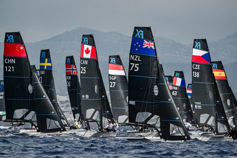 Isaac McHardie/William McKenzie (NZL) - 49er - Paris 2024 Olympic Sailing Test Event, Marseille, France. July 12, 2023 photo copyright Vincent Curutchet / World Sailing taken at  and featuring the 49er class
