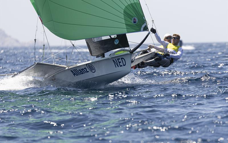Bart Lambriex and Floris van de Werken win the Gold Medal in the 49er at the Paris 2024 Olympic Test Event photo copyright World Sailing taken at  and featuring the 49er class