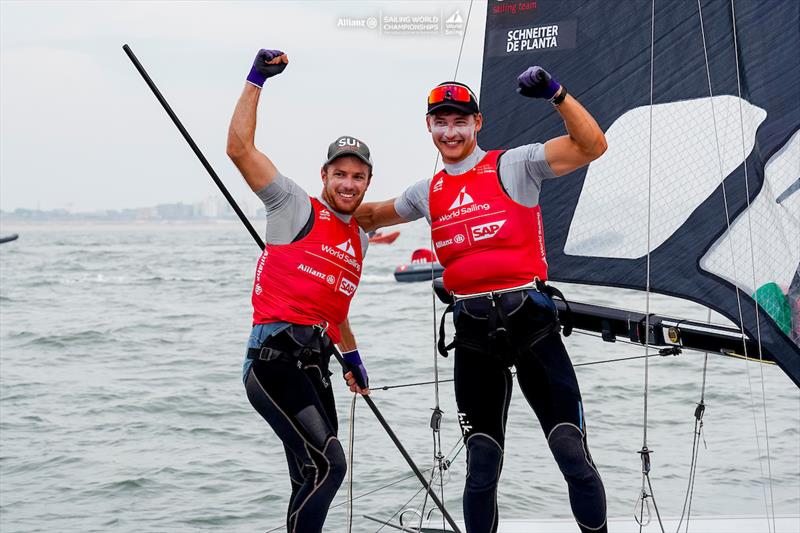 Sébastien Schneiter and Arno de Planta - 2023 Allianz Sailing World Championships - Day 8 - photo © Sailing Energy / World Sailing