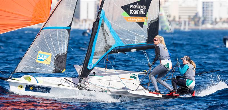 Andrea Brewster & Saskia Tidey on day 3 of the 47 Trofeo Princesa Sofía IBEROSTAR photo copyright David Branigan / Oceansport taken at Club Nàutic S'Arenal and featuring the 49er FX class