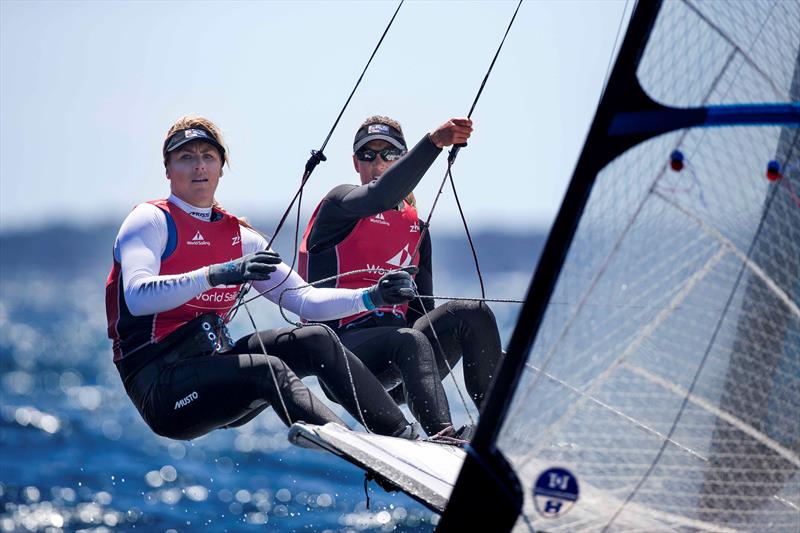 Charlotte Dobson and Saskia in action during Sailing World Cup Hyeres, France photo copyright Richard Langdon / British Sailing Team taken at COYCH Hyeres and featuring the 49er FX class