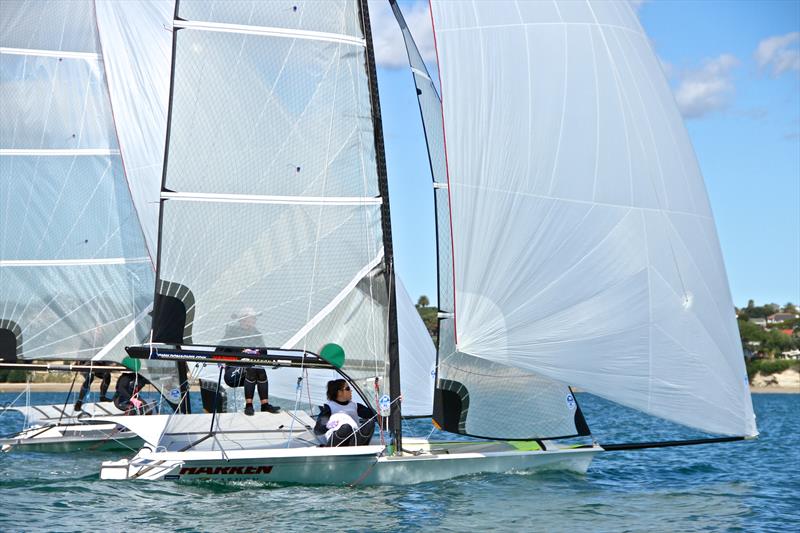 Developing new classes is an expensive, high risk process - 49erFX rig development using paired boats off Takapuna in 2012 photo copyright Richard Gladwell taken at  and featuring the 49er FX class