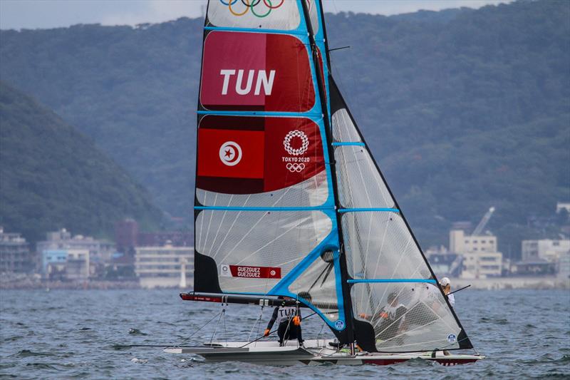 Eya and Sarra Guezguez (TUN) competing in the 49erFX at Tokyo2020 - Enoshima - August 2021 photo copyright Richard Gladwell - Sail-World.com/nz taken at  and featuring the 49er FX class