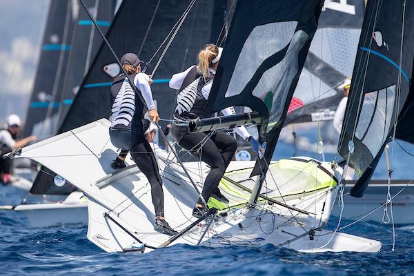 Jo Aleh, Molly Meech (NZL) - 49erFX - Paris 2024 Olympic Sailing Test Event, Marseille, France. Training Day July 8, 2023 photo copyright Sander van der Borch / World Sailing taken at  and featuring the 49er FX class
