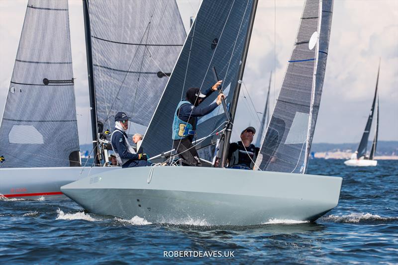 New Moon II (BAH 24, Mark Holowesko, Christoph Burger, Peter Vlasov) during the 5.5 World Championship 2022 photo copyright Robert Deaves taken at Hankø Yacht Club and featuring the 5.5m class