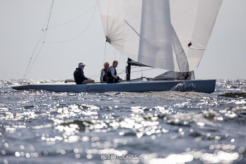 Caracole (SUI 214, Bernard Haissly, Nicolas Berthoud, Daniel Stampfli) during the 5.5 World Championship 2022 photo copyright Robert Deaves taken at Hankø Yacht Club and featuring the 5.5m class