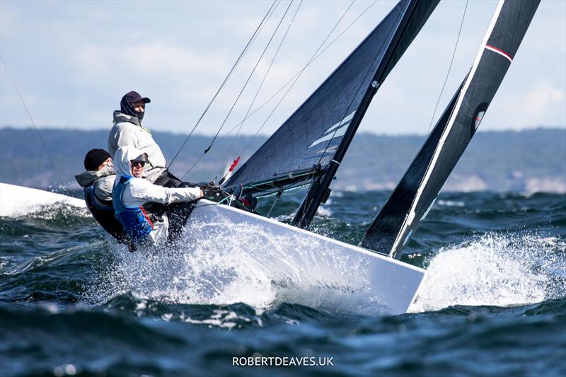 Arunga XII in race 5 of the 5.5 World Championship 2022 - Day 4 photo copyright Robert Deaves taken at Hankø Yacht Club and featuring the 5.5m class