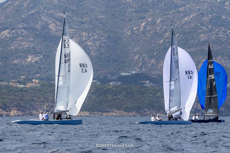 Downwind in Race 1 - 2023 Scandinavian Gold Cup photo copyright Robert Deaves / www.robertdeaves.uk taken at Yacht Club Costa Smeralda and featuring the 5.5m class