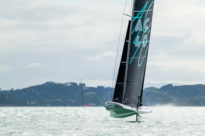 Emirates Team New Zealand - AC40 - Auckland - October 5, 2022 photo copyright Adam Mustill / America's Cup taken at Royal New Zealand Yacht Squadron and featuring the AC40 class