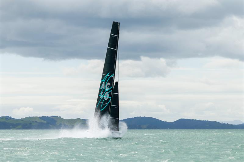 Emirates Team New Zealand - AC40 - Auckland - October 5, 2022 photo copyright Adam Mustill / America's Cup taken at Royal New Zealand Yacht Squadron and featuring the AC40 class