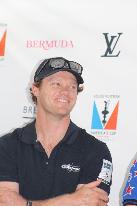 Nathan Outteridge during the Louis Vuitton America's Cup World Series Bermuda press conference photo copyright Suzi Melotti taken at  and featuring the AC45 class