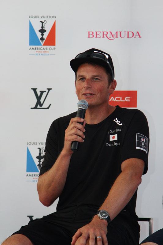 Dean Barker during the Louis Vuitton America's Cup World Series Bermuda press conference photo copyright Rob Melotti taken at  and featuring the AC45 class