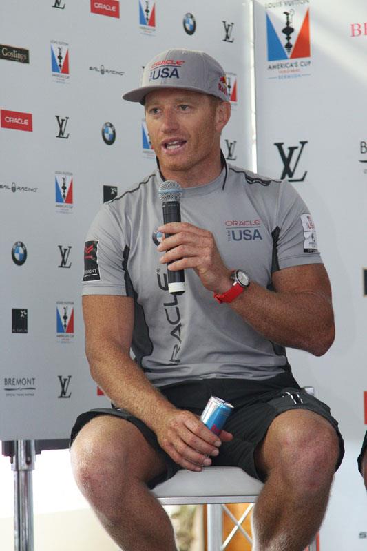 Jimmy Spithill during the Louis Vuitton America's Cup World Series Bermuda press conference photo copyright Rob Melotti taken at  and featuring the AC45 class