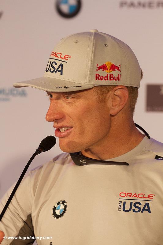 An upbeat Jummy Spithill after day 3 of the 35th America's Cup Match photo copyright Ingrid Abery / www.ingridabery.com taken at  and featuring the AC50 class