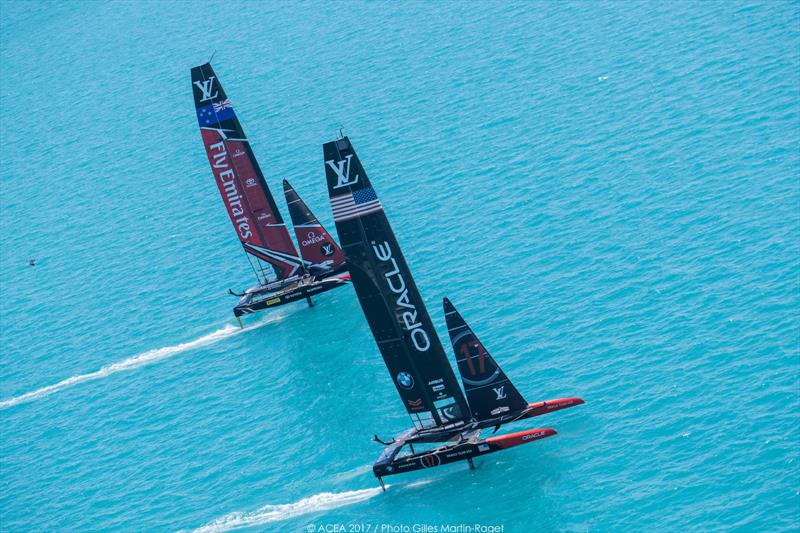 Emirates Team New Zealand on match point after day 4 of the 35th America's Cup Match photo copyright ACEA 2017 / Gilles Martin-Raget taken at  and featuring the AC50 class