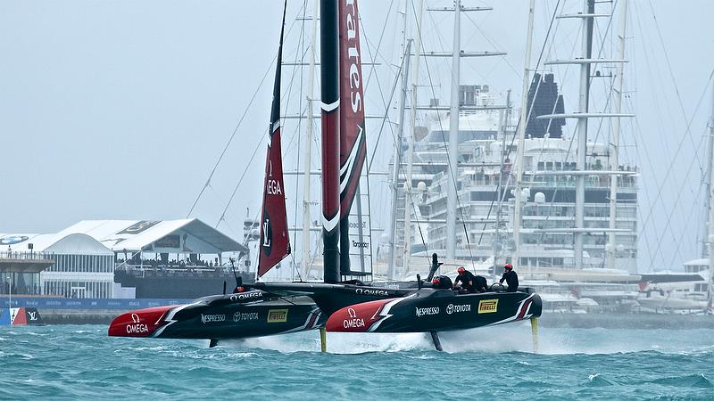 Emirates Team New Zealand ahead of Race 3 - Semi-Finals, America's Cup Playoffs- Day 11, June 6, 2017 (ADT) photo copyright Richard Gladwell taken at  and featuring the AC50 class