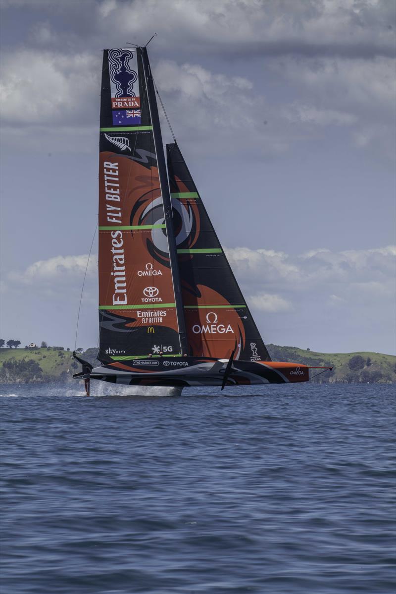 Te Rehutai's first sail photo copyright Hamish Hooper / Emirates Team New Zealand taken at  and featuring the AC75 class
