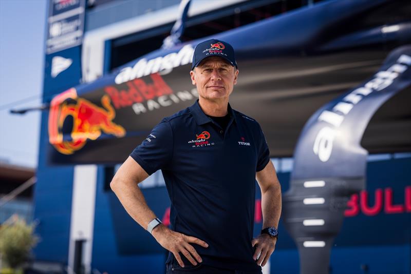 Ernesto Bertarelli of Switzerland seen in front of the Alinghi Red Bull Racing AC75 BoatOne during the Presentation at the Team Base in Barcelona, Spain on April 16,  - photo © Samo Vidic, Alinghi Red Bull Racing