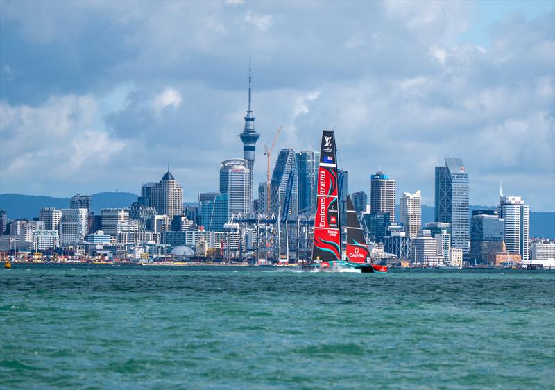 Emirates Team New Zealand new AC75 sailing on Auckland's Hauraki Gulf - April 2024 - photo © Hamish Hooper / ETNZ