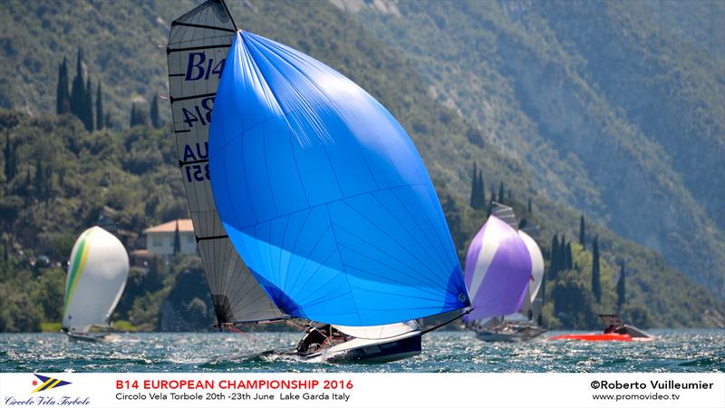 B14 European Championships day 2 photo copyright Roberto Vuilleumier taken at Circolo Vela Torbole and featuring the B14 class