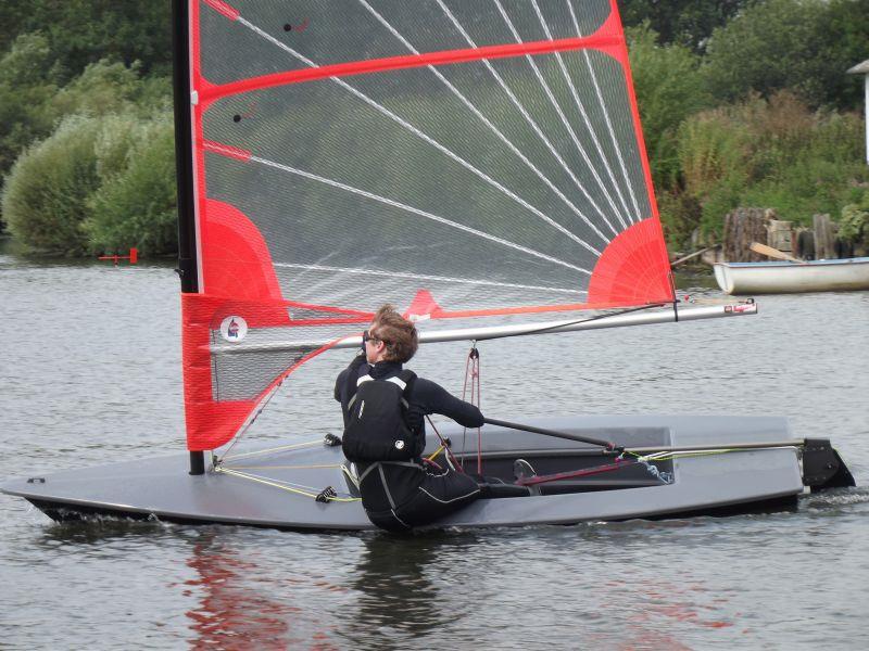 Louis Saunders heeled to windward during the Byte open at Emberton Park photo copyright John Saunders taken at Emberton Park Sailing Club and featuring the Byte class
