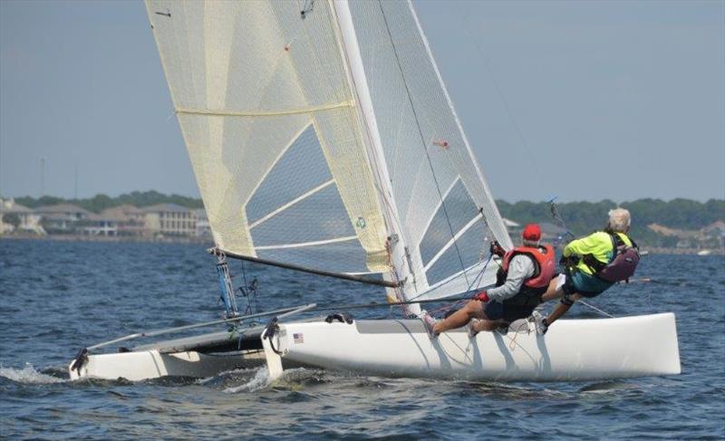 Two hulls, two wires, two big smiles at the Juana Good Time Regatta photo copyright Juana Good Time Regatta taken at New York Yacht Club and featuring the Catamaran class