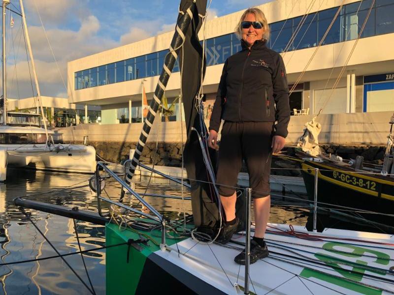 Pip Hare on Henrik Bergesen's Norwegian Class40 Hydra in Marina Lanzarote before the start of the 5th RORC Transatlantic Race photo copyright RORC taken at  and featuring the Class 40 class