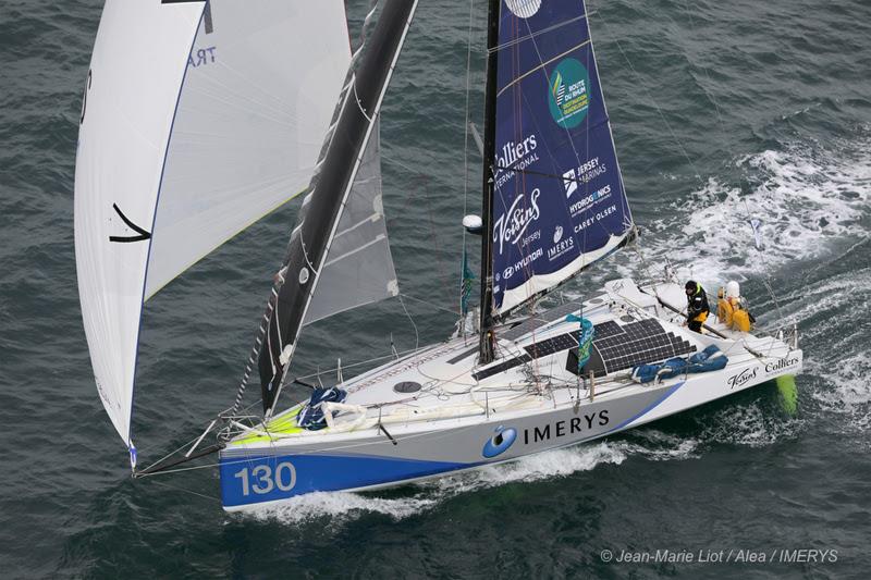 Class 40 Imerys Clean Energy at Cape Frehel during start of the Route du Rhum, on November 4th, in St-Malo, north Brittany, France photo copyright Jean-Marie Liot / Imerys taken at  and featuring the Class 40 class