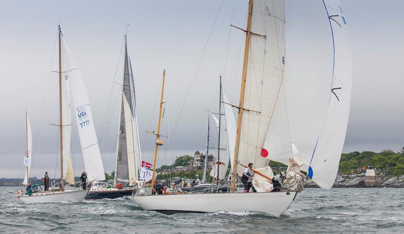 A fleet of 13 boats took off for England today from Newport, R.I.'s start of the Transatlantic Race 2015 photo copyright Daniel Forster taken at  and featuring the Classic Yachts class