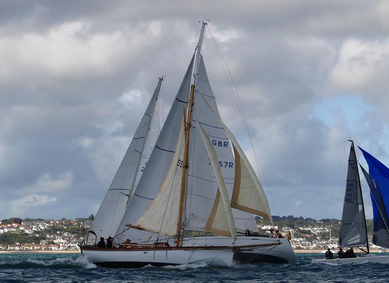Foxhound in the melée during the RCIYC Jersey Spring Regatta photo copyright Bill Harris taken at Royal Channel Islands Yacht Club and featuring the Classic Yachts class
