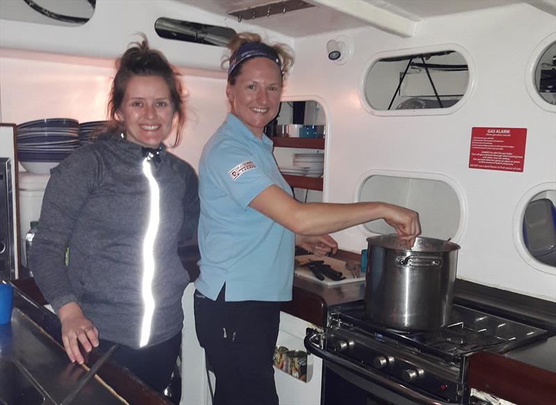 Bex (right) on Galley Duty - Clipper Round the World Yacht Race photo copyright Clipper Race taken at  and featuring the Clipper 70 class