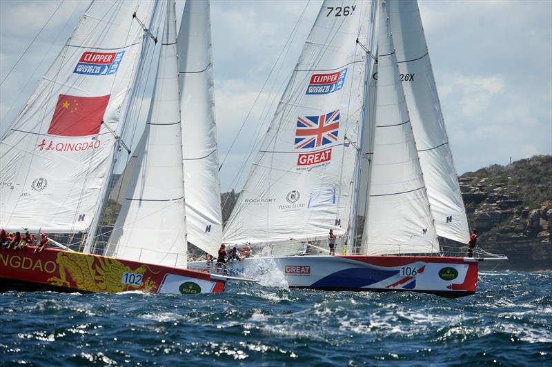 Qingdao and GREAT Britain at the start of the Rolex Sydney Hobart photo copyright AAP Image / Dan Himbrechts taken at Cruising Yacht Club of Australia and featuring the Clipper Ventures class