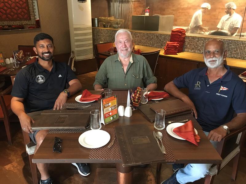 Sir Robin Knox-Johnston met with Abhilash Tomy, (left) and Dilip Donde (right) two of India's best-known sailors, during a recent visit to India to learn about the Suhaili replica being built for the 2018 GGR - photo © Golden Globe Race