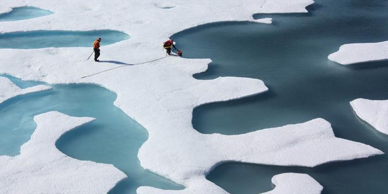 Melting sea ice is forming characteristic puddles on its surface photo copyright NASA Goddard Space Flight Center, CC BY 2.0 taken at  and featuring the Cruising Yacht class