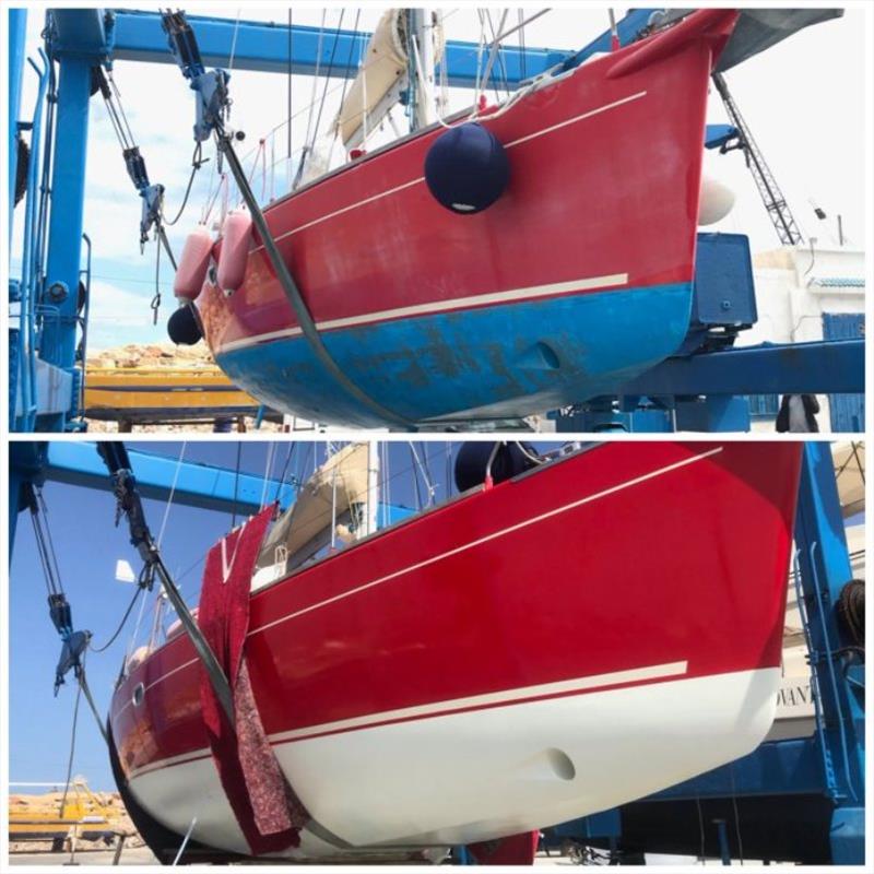 Before and after - A job well done! photo copyright Red Roo taken at  and featuring the Cruising Yacht class